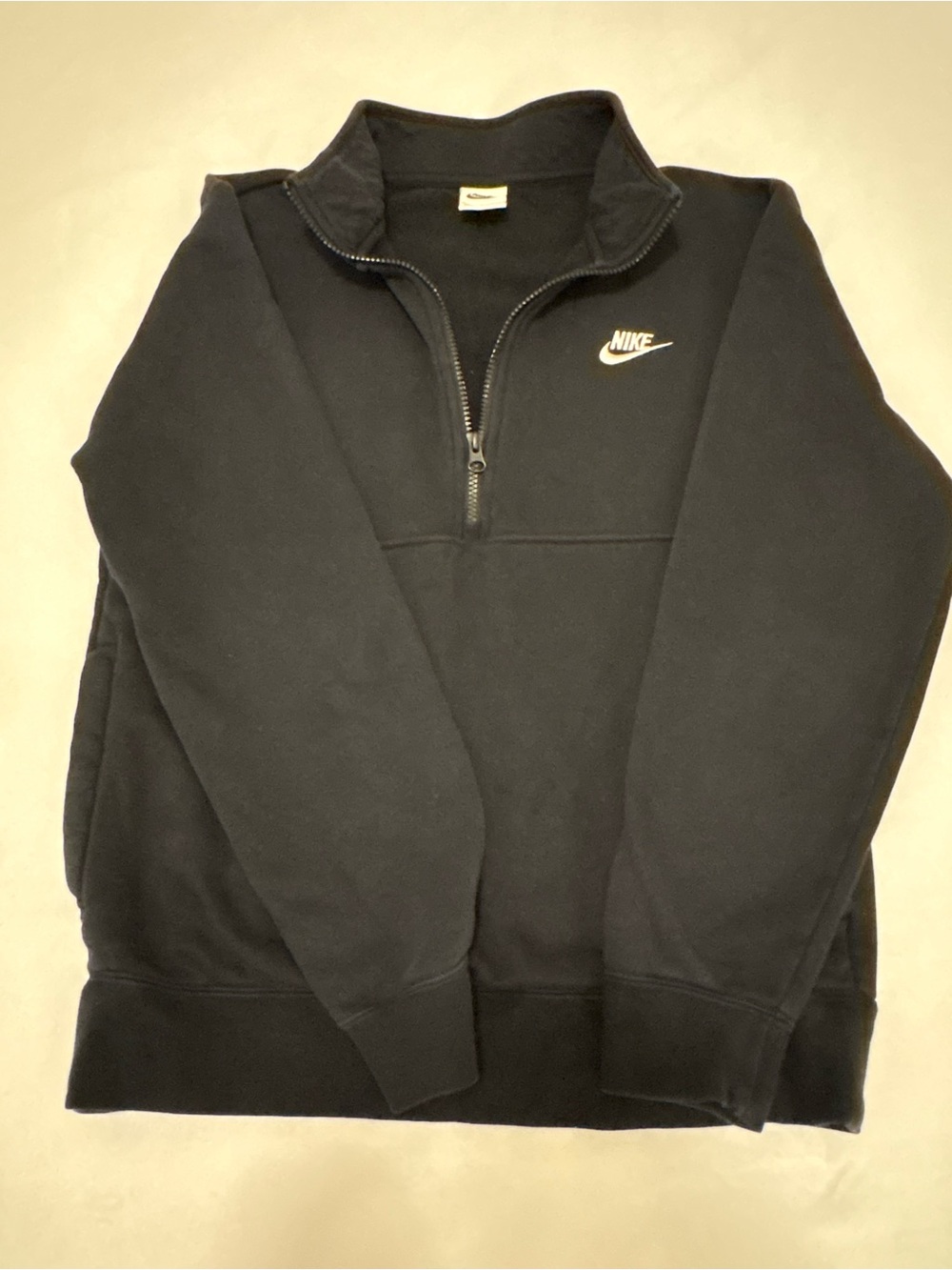 Nike Men’s Black Half-Zip Sweatshirt with White Swoosh